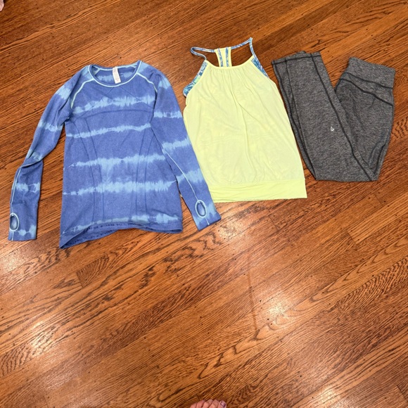 Lululemon Ivivva Girls Workout Bundle 2 tops and leggings - size 14 - Picture 1 of 11